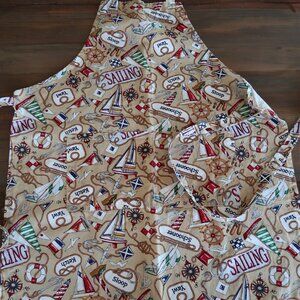 Kay Dee Cotton Bib Apron Sailing Boats Knots Anchors